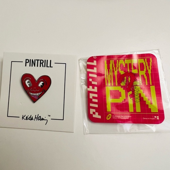 Pintrill heart/Keith Harring foundation pin NWT - Picture 2 of 3
